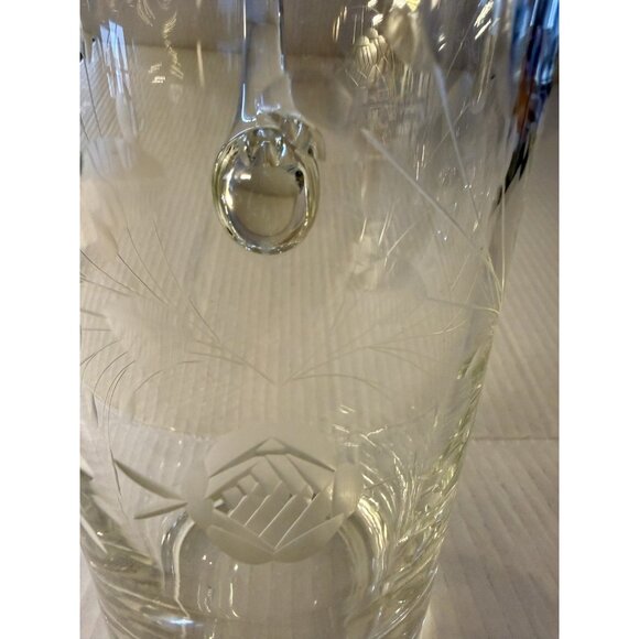 Hand Blown Cocktails Martini Pitcher Clear Cut Glass Vtg - Picture 7 of 16